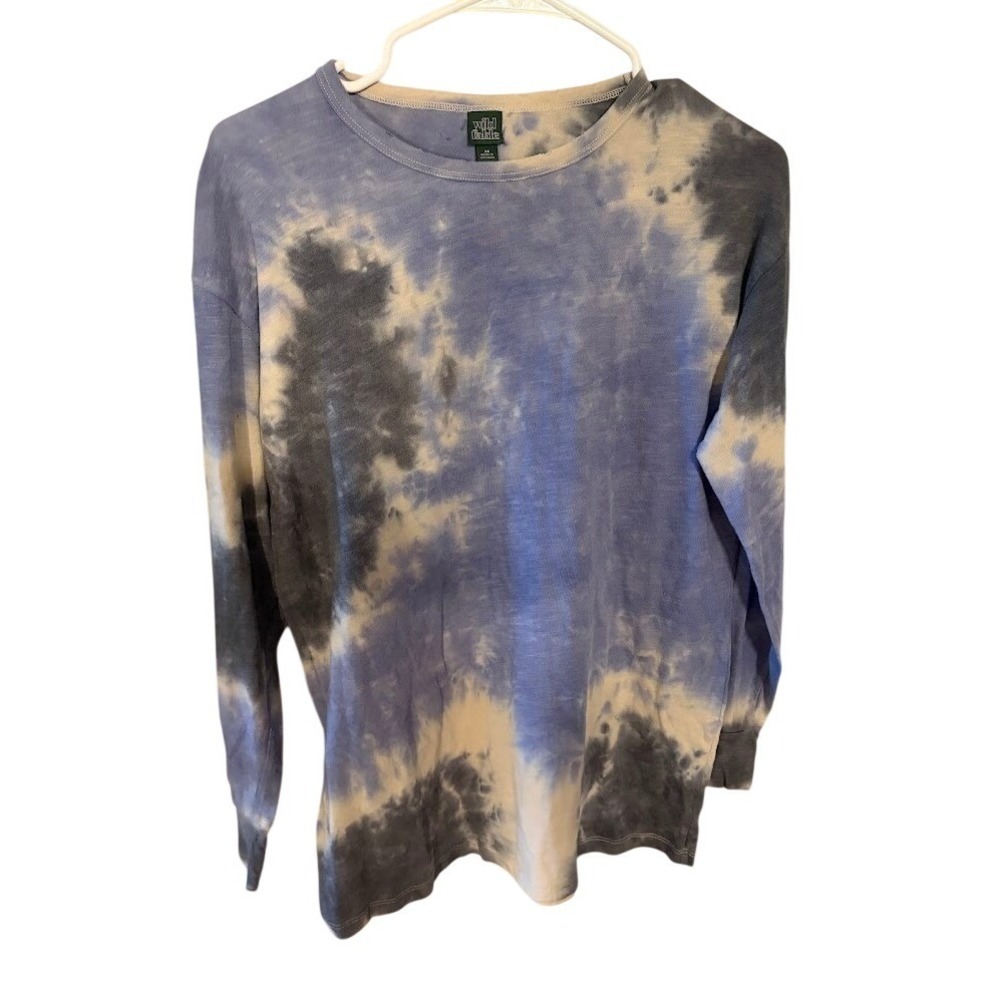 Wild Fable Blue Tie Dye Waffle Knit Thermal Long Sleeve Top XS G0241